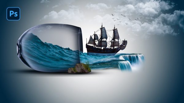 Photo Manipulation in Photoshop | Sea in Glass Photo Manipulation | Photoshop Tutorials